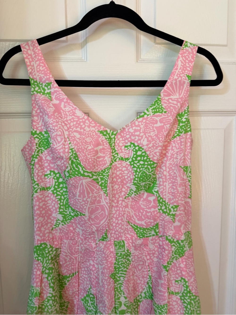 Lilly Pulitzer Cotton Pink & Green Floral Midi Dress - Picture 2 of 7